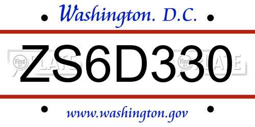 ZS6D330 District Of Columbia License Plate