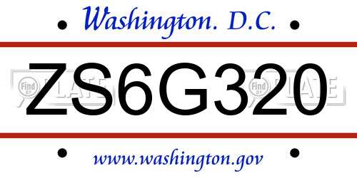 ZS6G320 District Of Columbia License Plate