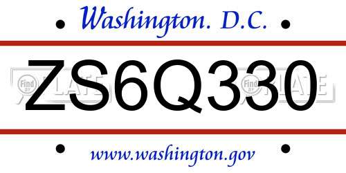 ZS6Q330 District Of Columbia License Plate