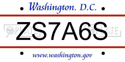ZS7A6S District Of Columbia License Plate