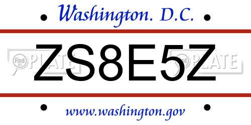 ZS8E5Z District Of Columbia License Plate