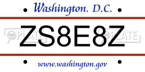 ZS8E8Z District Of Columbia License Plate