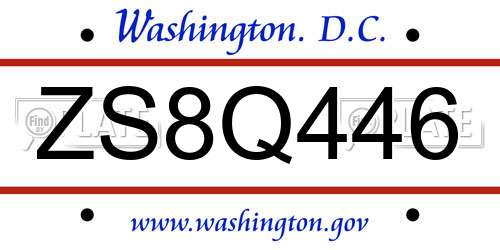 ZS8Q446 District Of Columbia License Plate