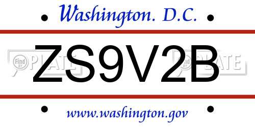 ZS9V2B District Of Columbia License Plate
