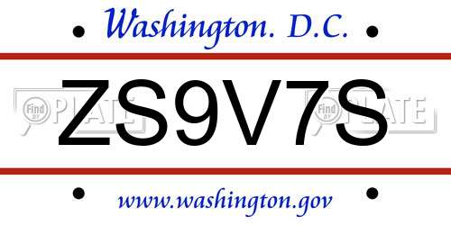 ZS9V7S District Of Columbia License Plate