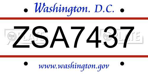 ZSA7437 District Of Columbia License Plate