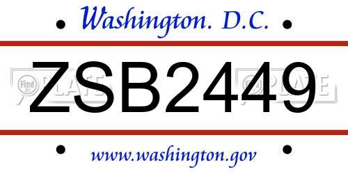 ZSB2449 District Of Columbia License Plate