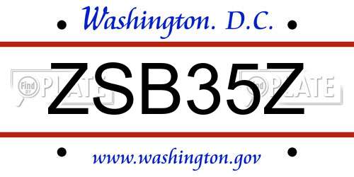 ZSB35Z District Of Columbia License Plate
