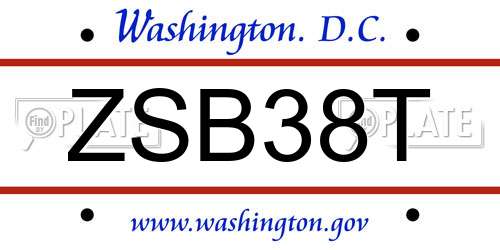 ZSB38T District Of Columbia License Plate