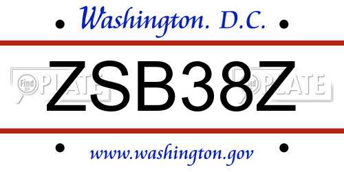 ZSB38Z District Of Columbia License Plate