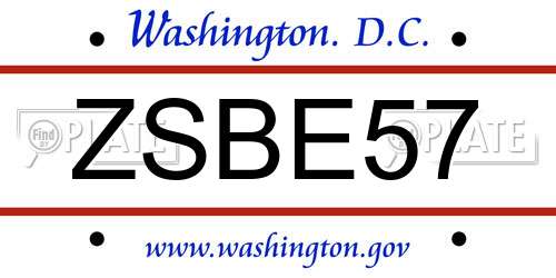 ZSBE57 District Of Columbia License Plate