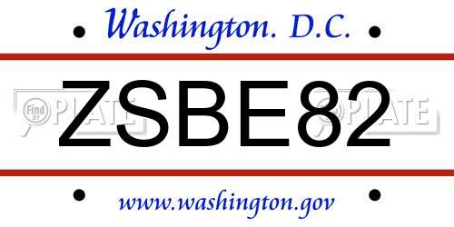 ZSBE82 District Of Columbia License Plate