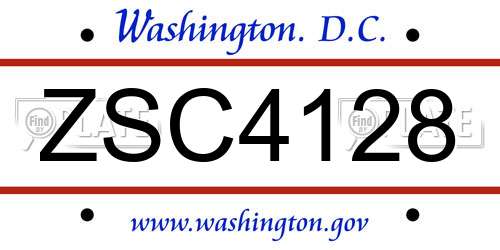 ZSC4128 District Of Columbia License Plate