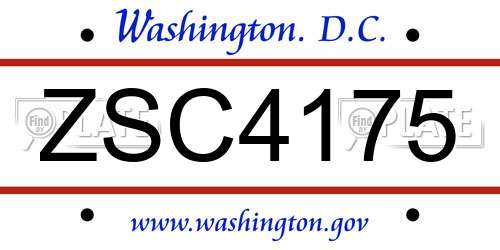 ZSC4175 District Of Columbia License Plate
