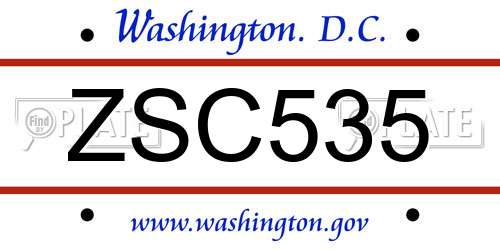 ZSC535 District Of Columbia License Plate