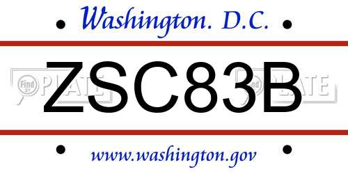 ZSC83B District Of Columbia License Plate