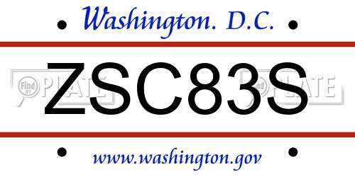 ZSC83S District Of Columbia License Plate