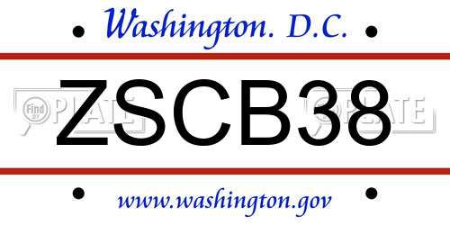 ZSCB38 District Of Columbia License Plate