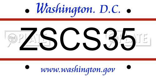 ZSCS35 District Of Columbia License Plate