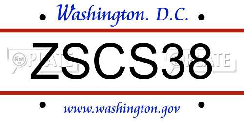 ZSCS38 District Of Columbia License Plate