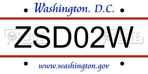 ZSD02W District Of Columbia License Plate