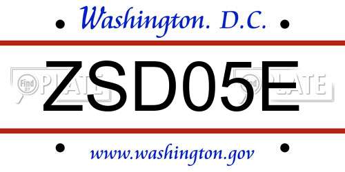 ZSD05E District Of Columbia License Plate