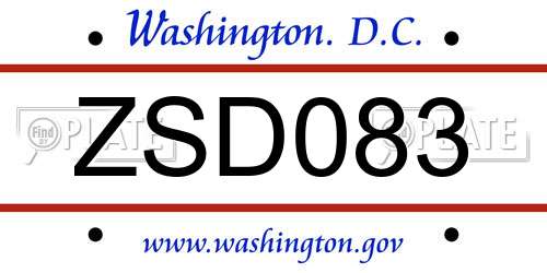 ZSD083 District Of Columbia License Plate