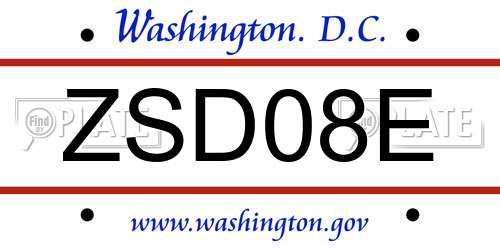 ZSD08E District Of Columbia License Plate