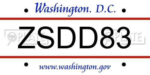 ZSDD83 District Of Columbia License Plate