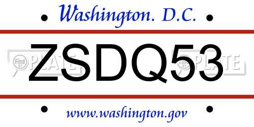 ZSDQ53 District Of Columbia License Plate