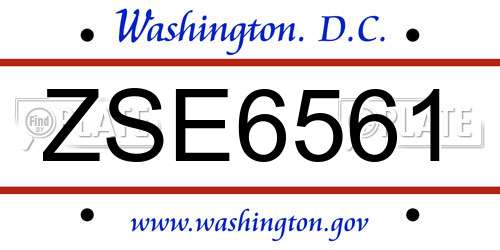 ZSE6561 District Of Columbia License Plate
