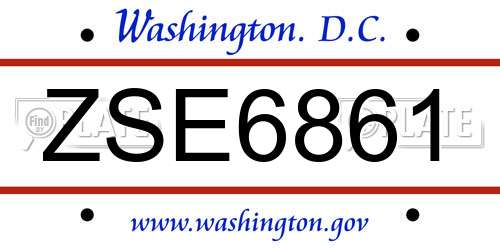 ZSE6861 District Of Columbia License Plate