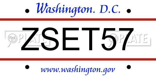 ZSET57 District Of Columbia License Plate