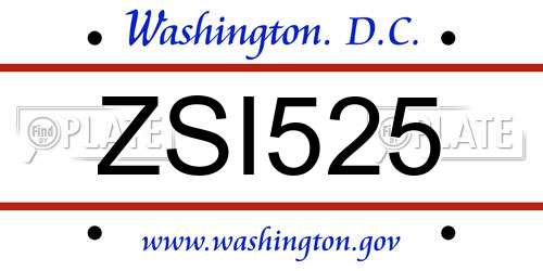 ZSI525 District Of Columbia License Plate