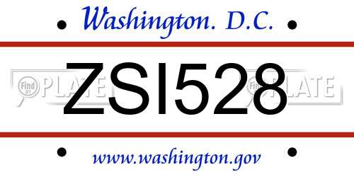 ZSI528 District Of Columbia License Plate