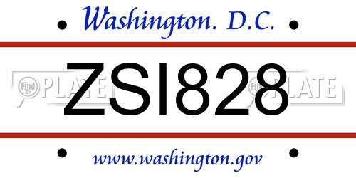 ZSI828 District Of Columbia License Plate