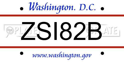 ZSI82B District Of Columbia License Plate