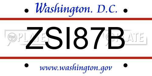 ZSI87B District Of Columbia License Plate