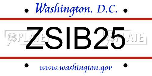 ZSIB25 District Of Columbia License Plate