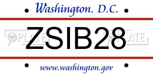ZSIB28 District Of Columbia License Plate