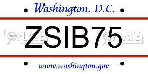 ZSIB75 District Of Columbia License Plate