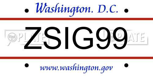 ZSIG99 District Of Columbia License Plate