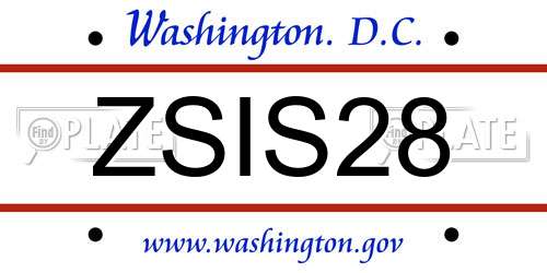 ZSIS28 District Of Columbia License Plate