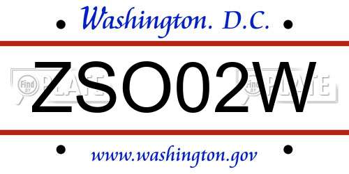 ZSO02W District Of Columbia License Plate