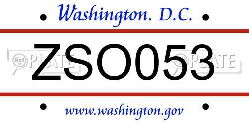 ZSO053 District Of Columbia License Plate