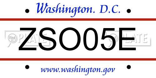 ZSO05E District Of Columbia License Plate