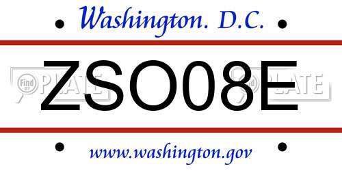 ZSO08E District Of Columbia License Plate