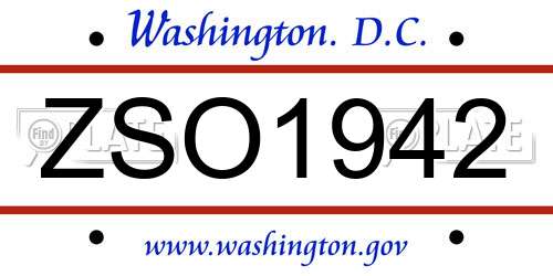 ZSO1942 District Of Columbia License Plate