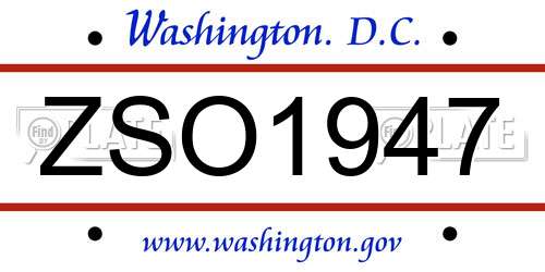 ZSO1947 District Of Columbia License Plate