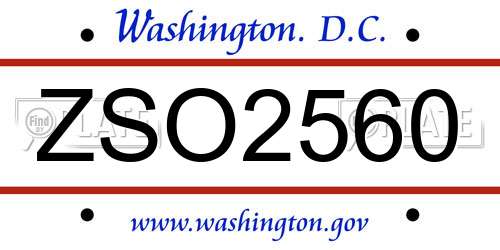ZSO2560 District Of Columbia License Plate